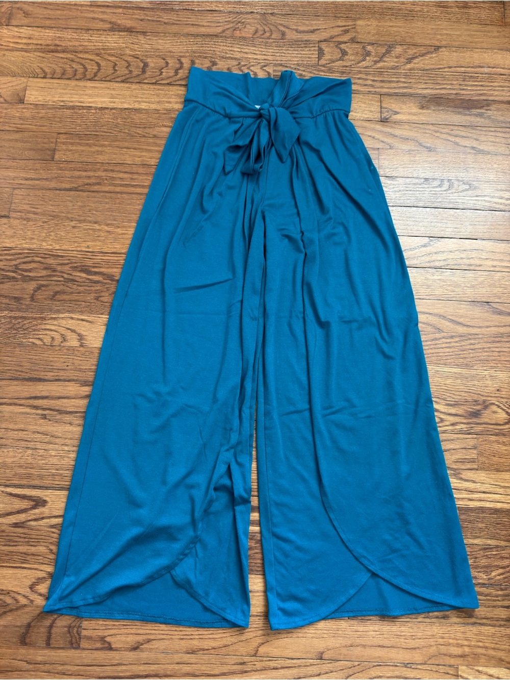 Teal Wide Leg Knit Pants
